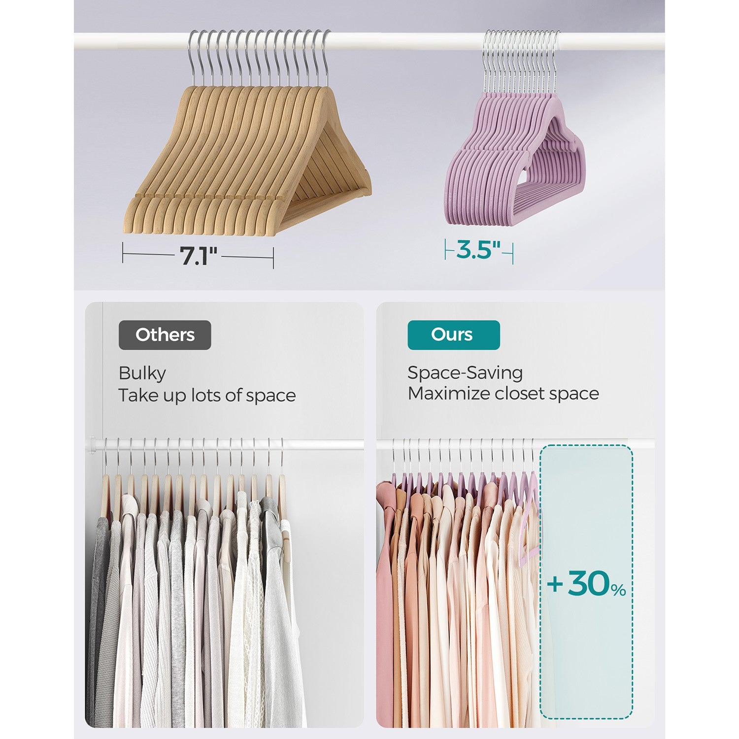 50-Pack Velvet Hangers Light Purple - Pale Purple