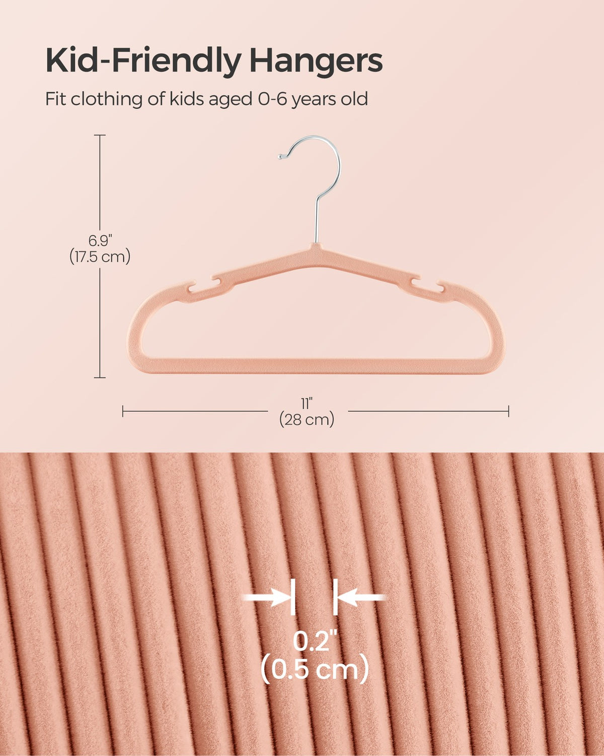 Kids Hangers 50 Pack - Coral Pink