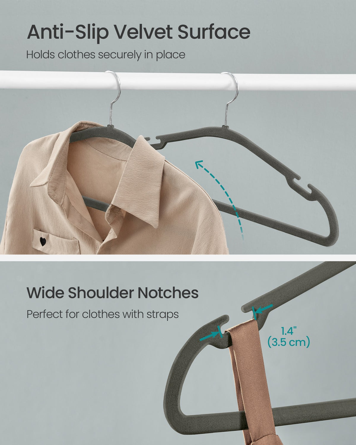 Velvet Hangers 50 Pack - Gray