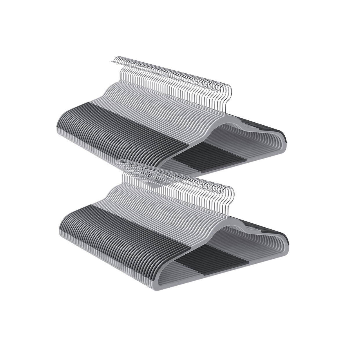 Pack of 50 Plastic Coat Hangers - Light Gray, Dark Gray