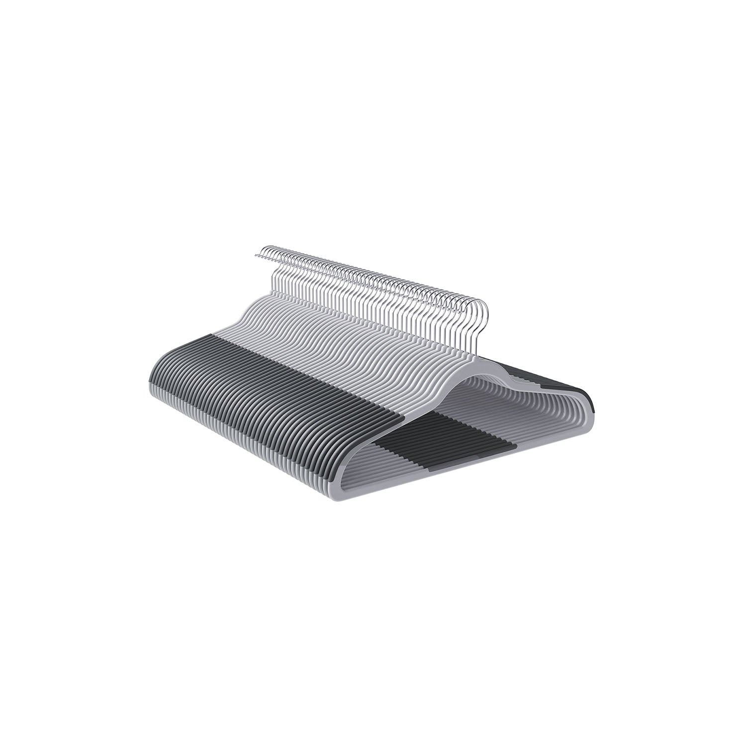 Pack of 50 Plastic Coat Hangers - Light Gray, Dark Gray