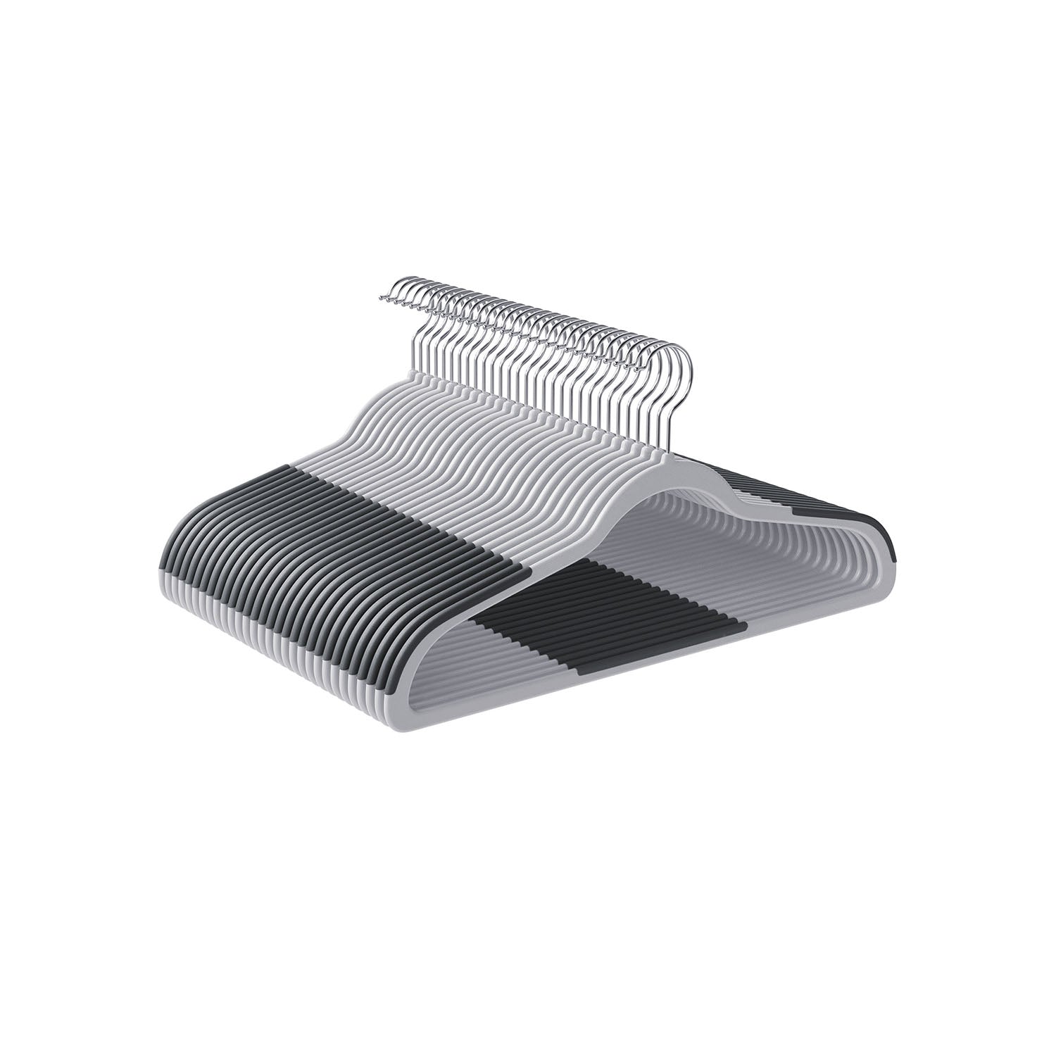 Pack of 50 Plastic Coat Hangers - Light Gray, Dark Gray