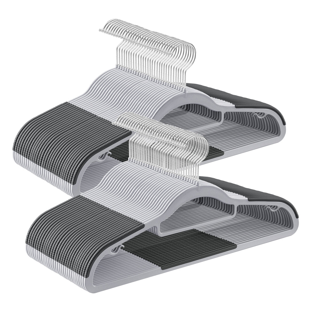 50 Pack Heavy-Duty Plastic Hangers - Light Gray, Dark Gray