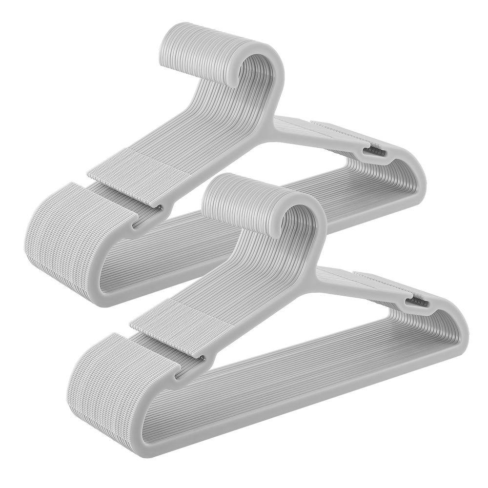 Plastic Hangers with Wide Shoulder Notches Pack of 50 - Gray