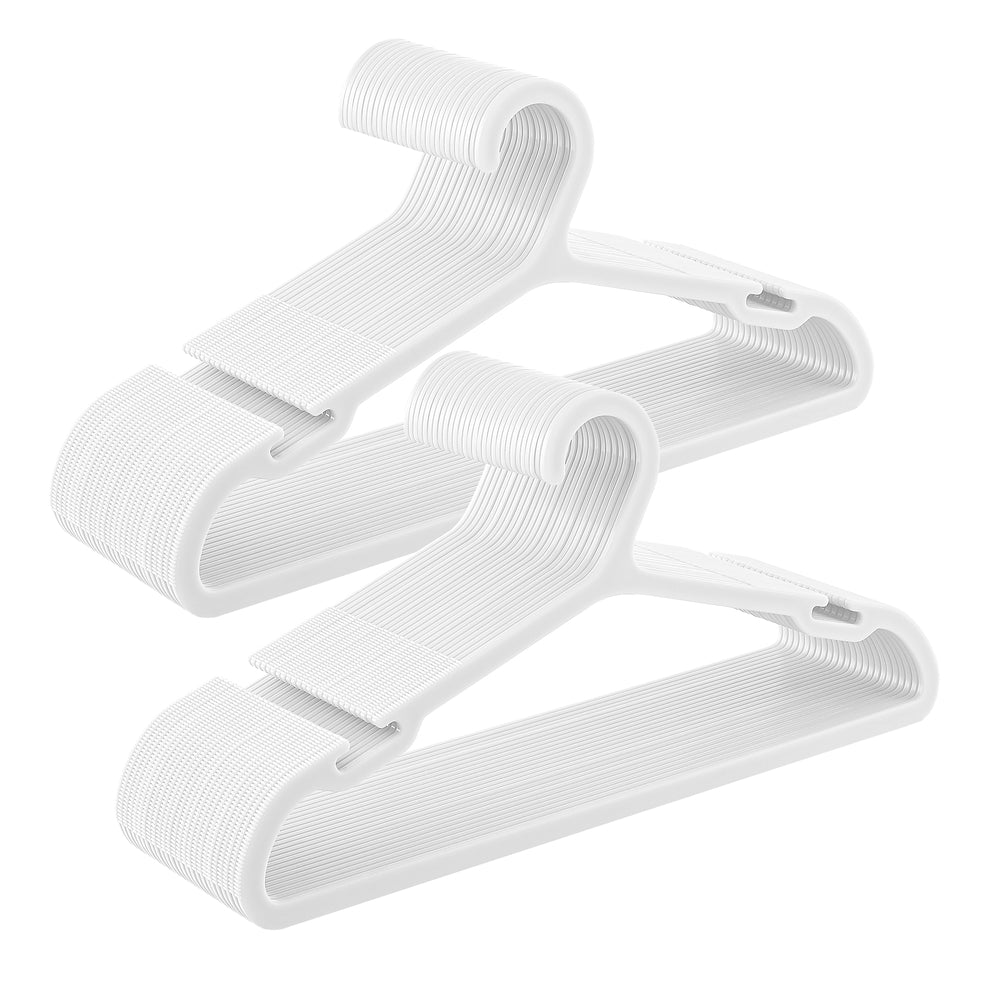 Plastic Hangers with Wide Shoulder Notches Pack of 50 - Cloud White