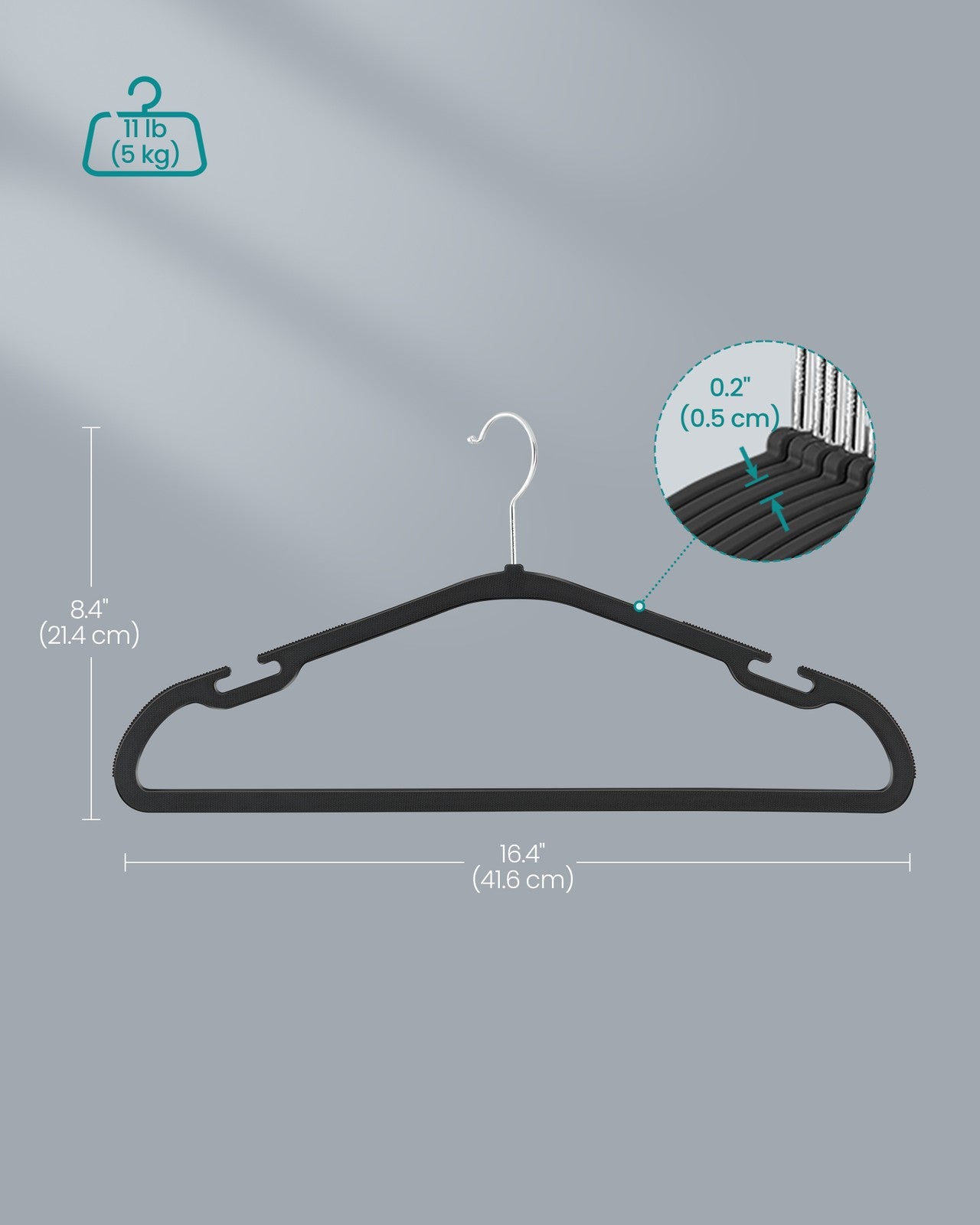 Heavy-Duty Plastic Clothes Hangers 50 Pack - Ink Black