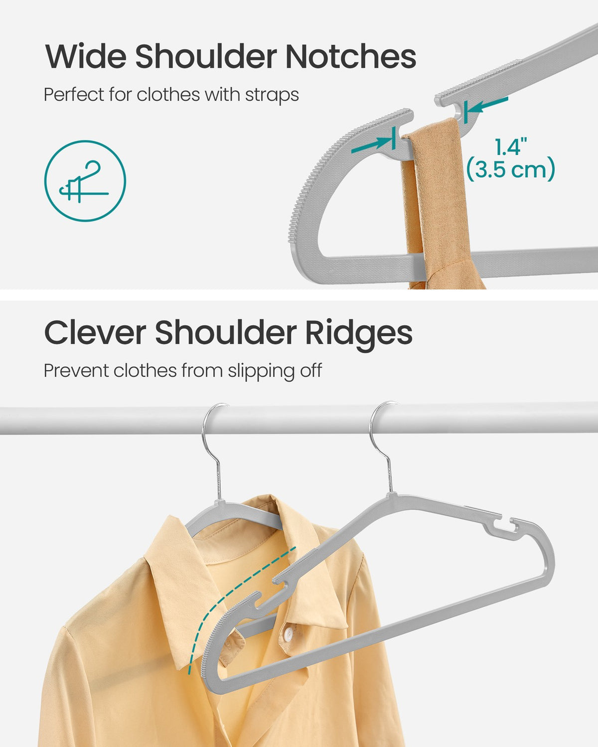 Heavy-Duty Plastic Clothes Hangers - Pack of 50