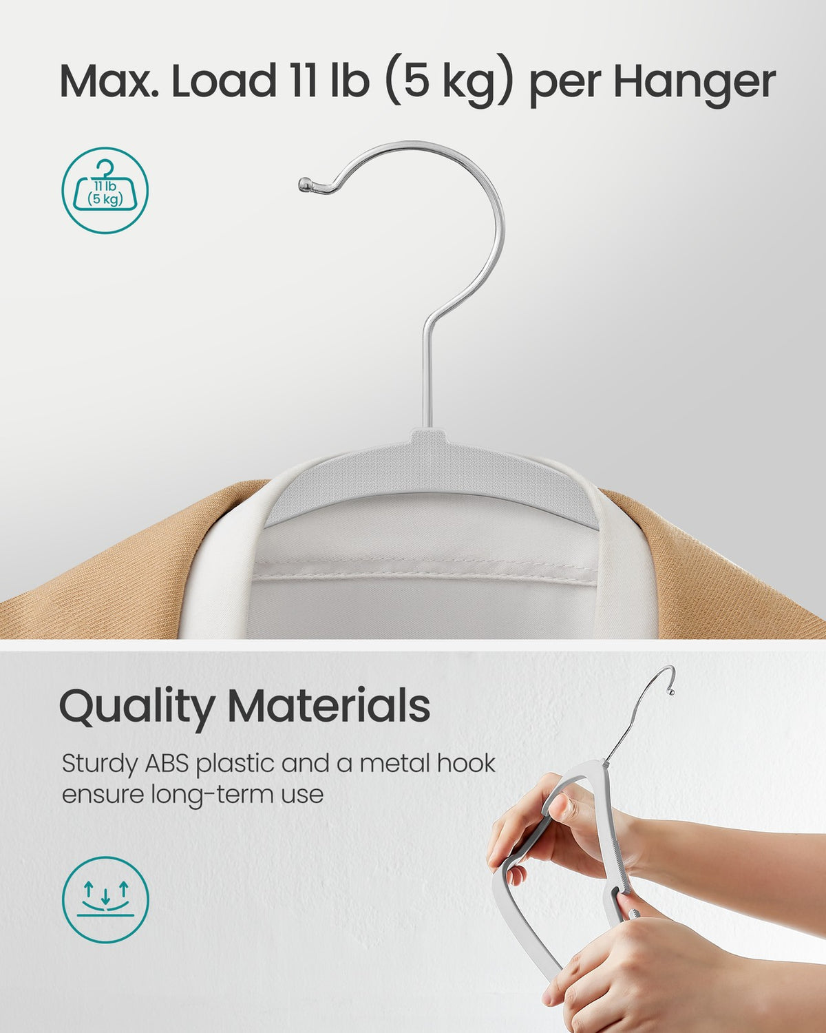 Heavy-Duty Plastic Clothes Hangers - Pack of 50