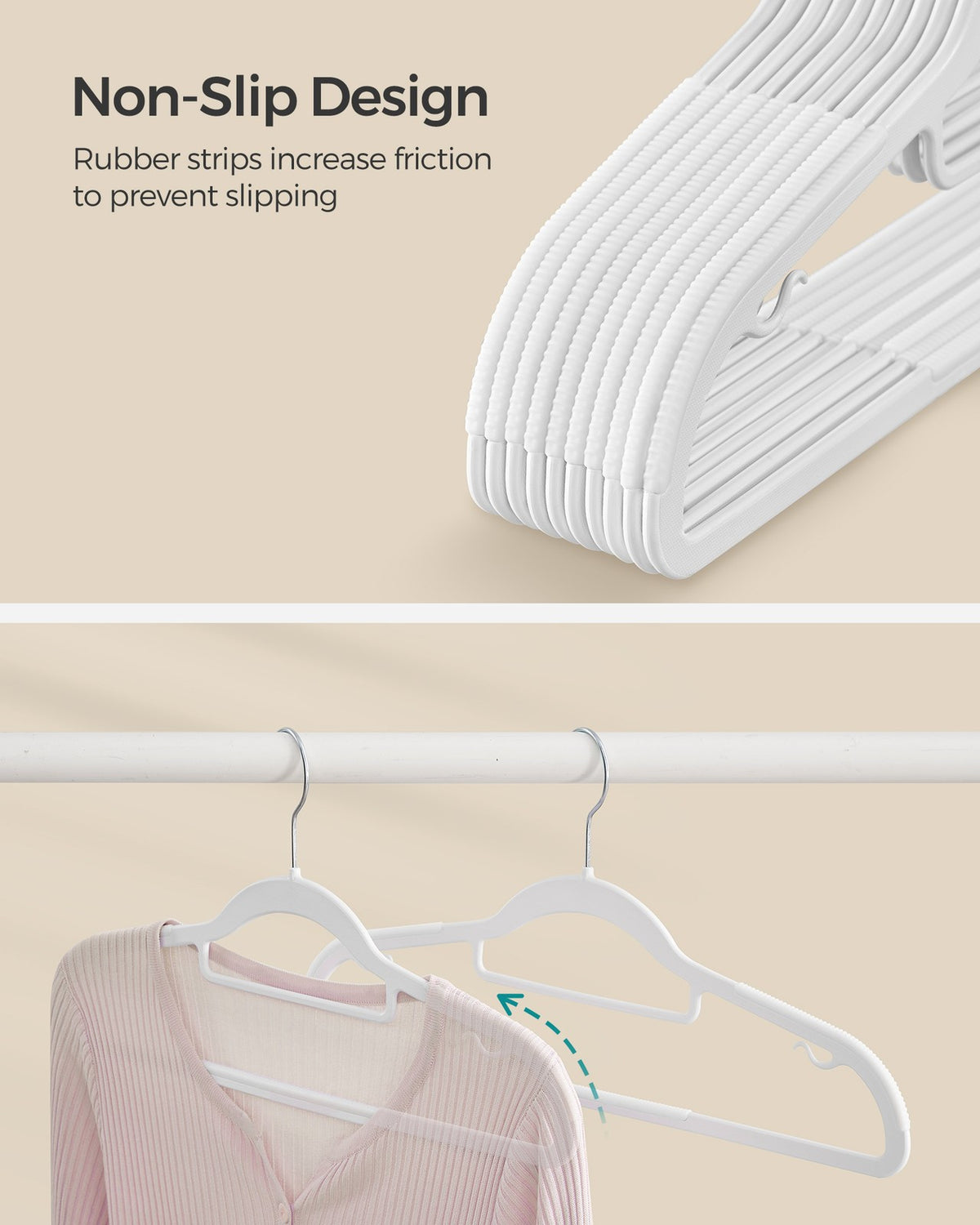 Plastic Hangers - Heavy-Duty - Non-Slip - Pack of 50