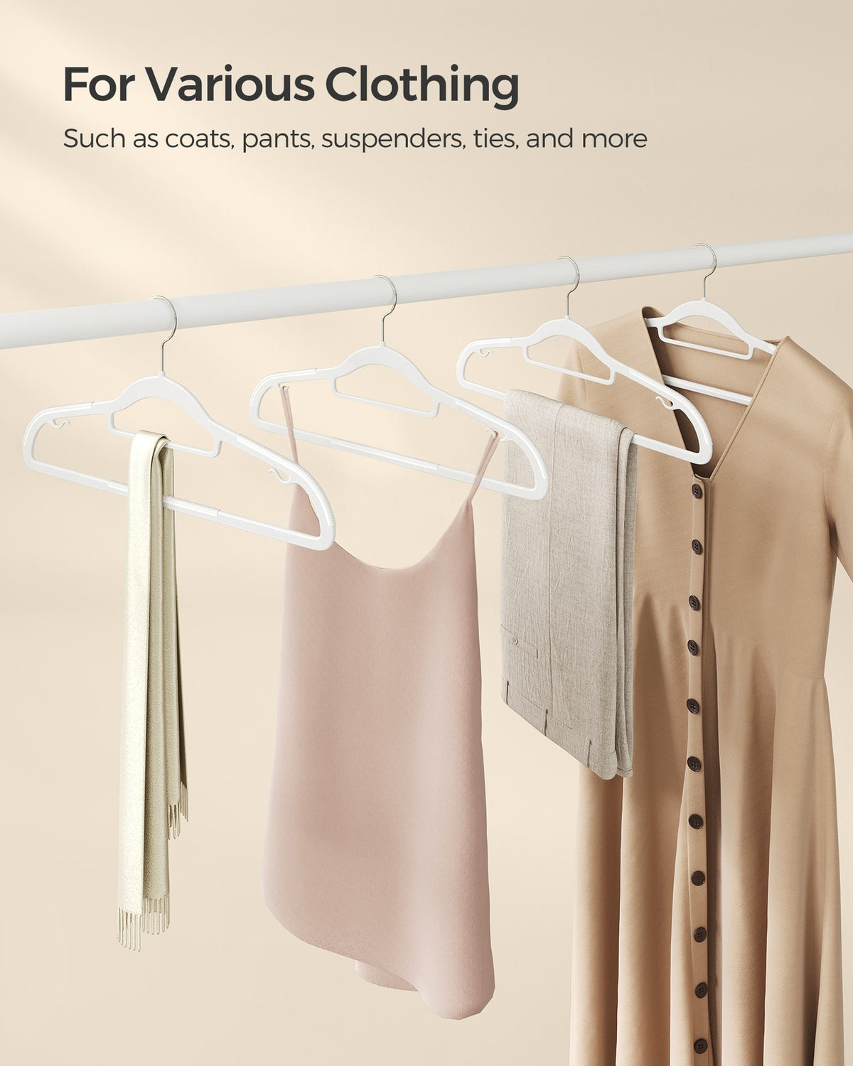 Plastic Hangers - Heavy-Duty - Non-Slip - Pack of 50