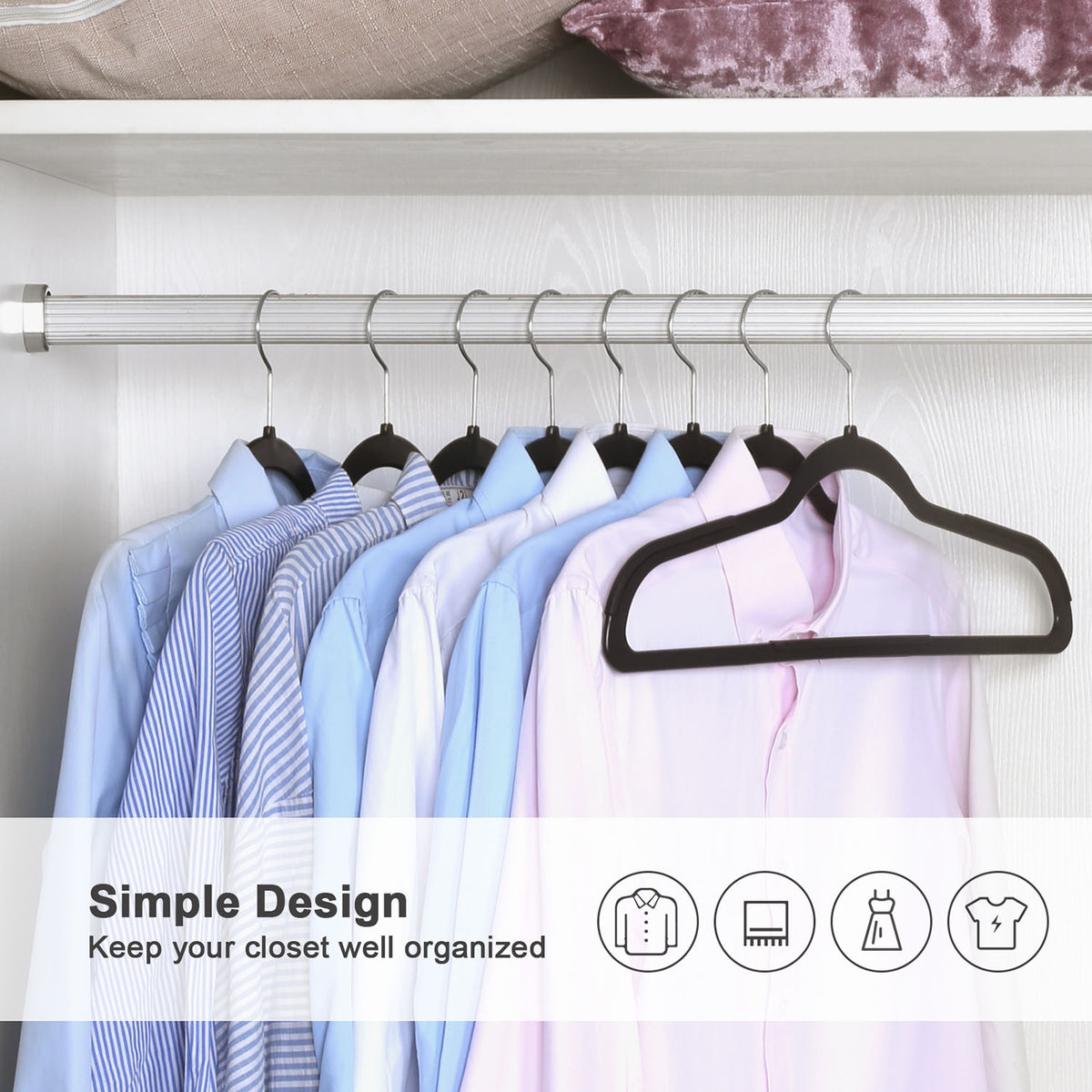 Plastic Coat Hangers - Non-Slip - Swivel Hook - Pack of 50