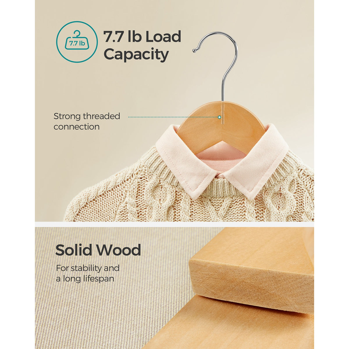 10-Pack Kids Wooden Hangers - Natural, Silver