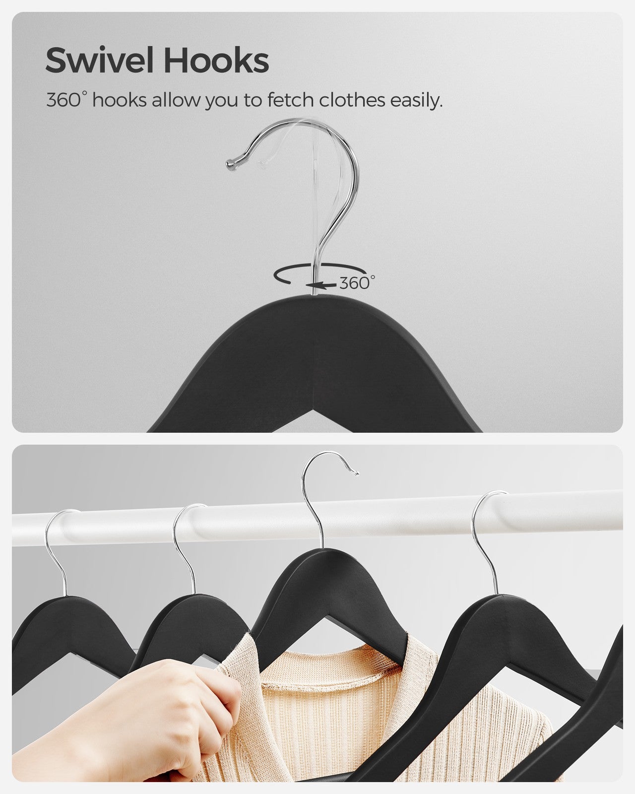 20-Pack Solid Wood Clothes Hangers with Anti-Slip Rubber Coating
