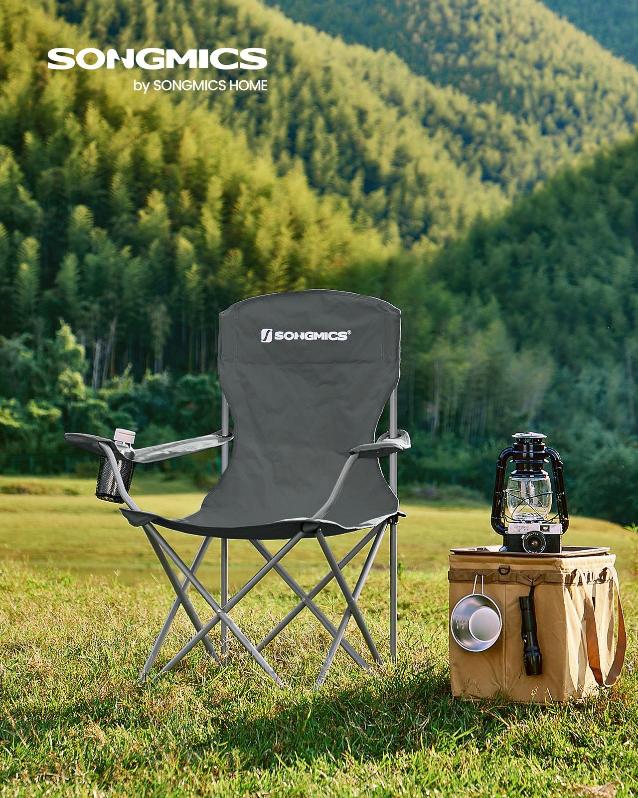 Set of 2 Folding Camping Chairs Max. Capacity 330 Lb Slate Gray - Slate Gray