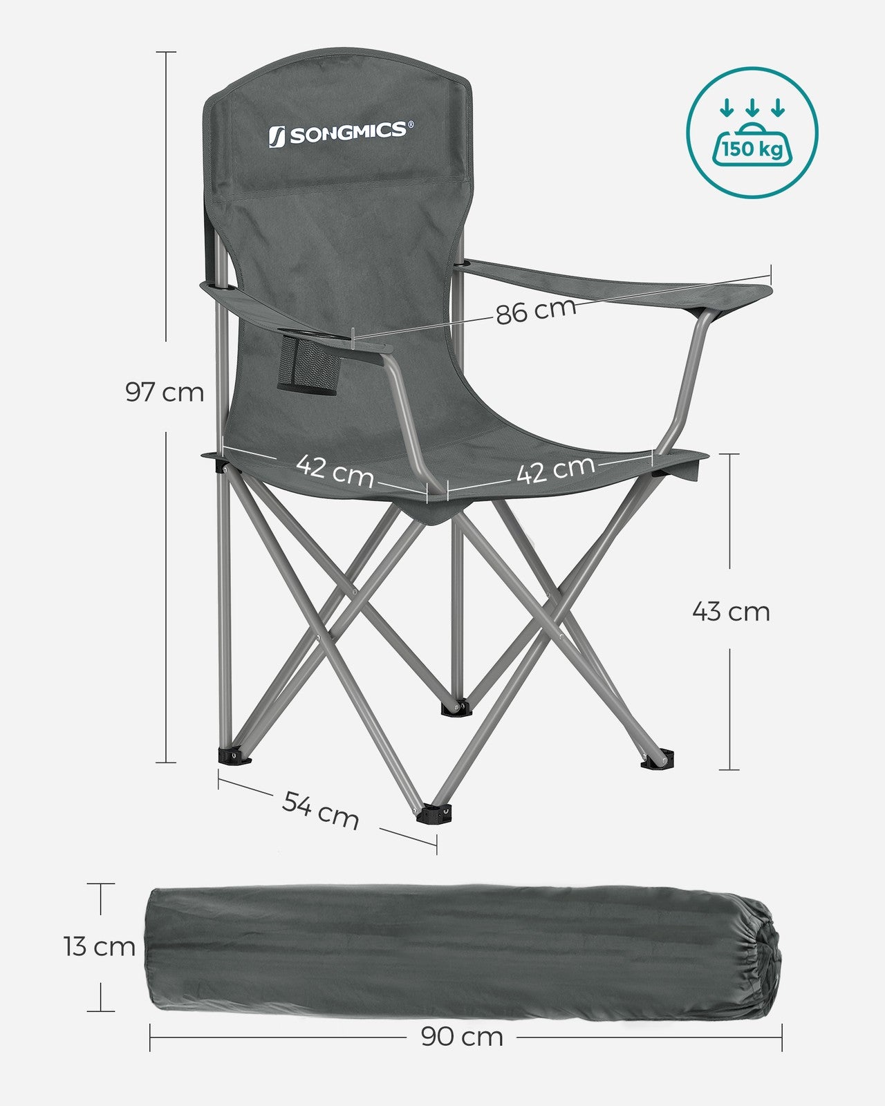 Set of 2 Folding Camping Chairs Max. Capacity 330 Lb Slate Gray - Slate Gray