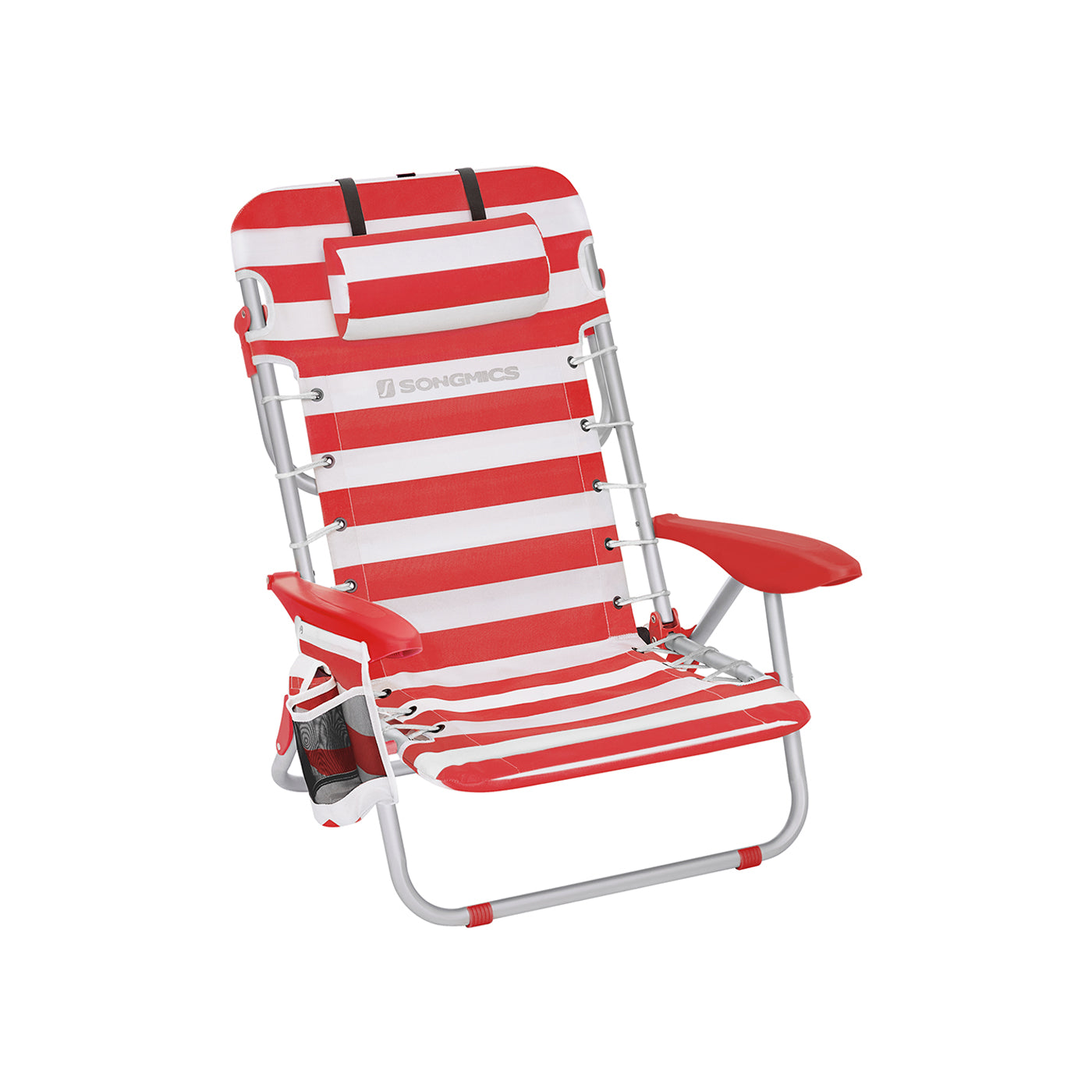 Folding Beach Chair - Red, White