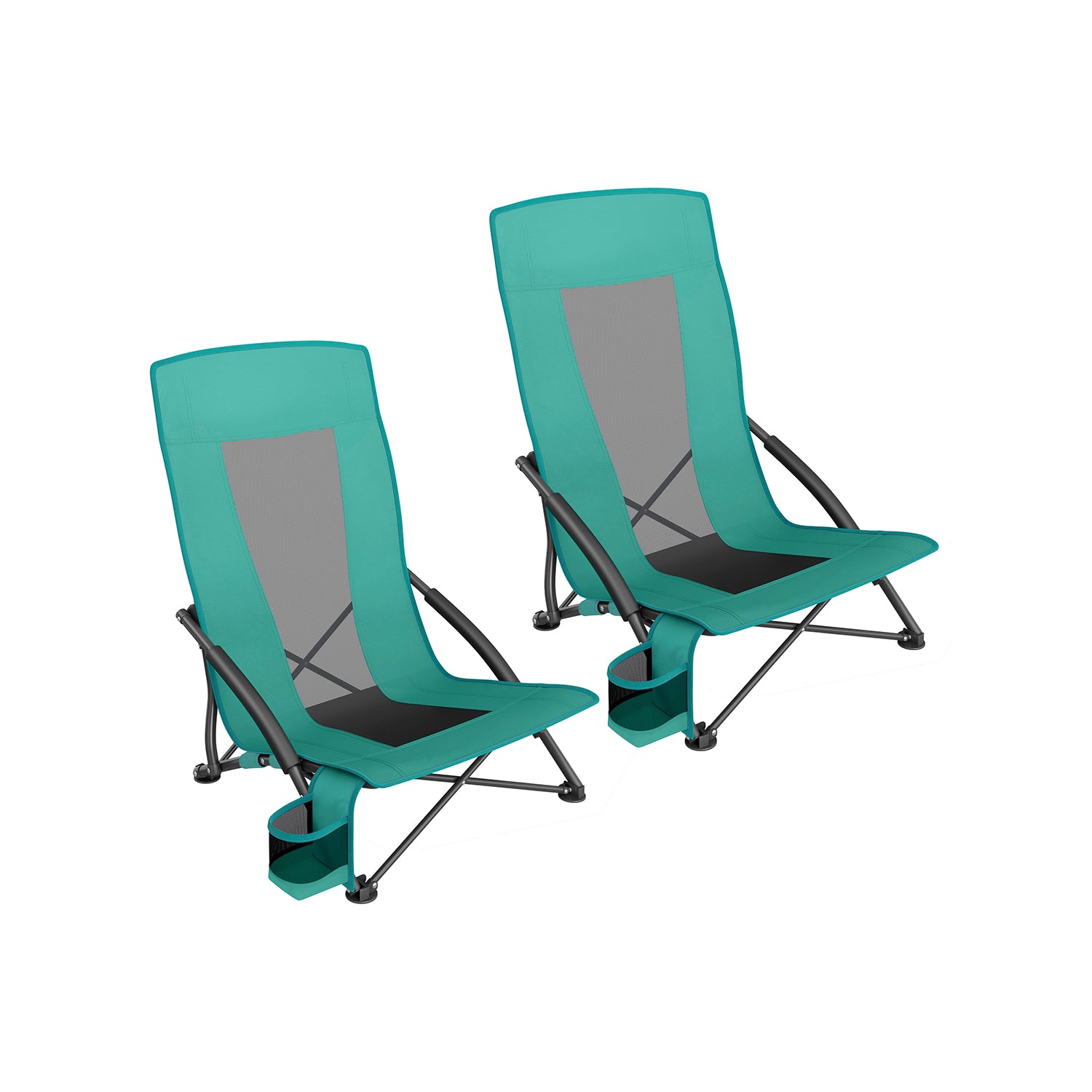 Set of 2 Portable Beach Chairs for Adults - Green