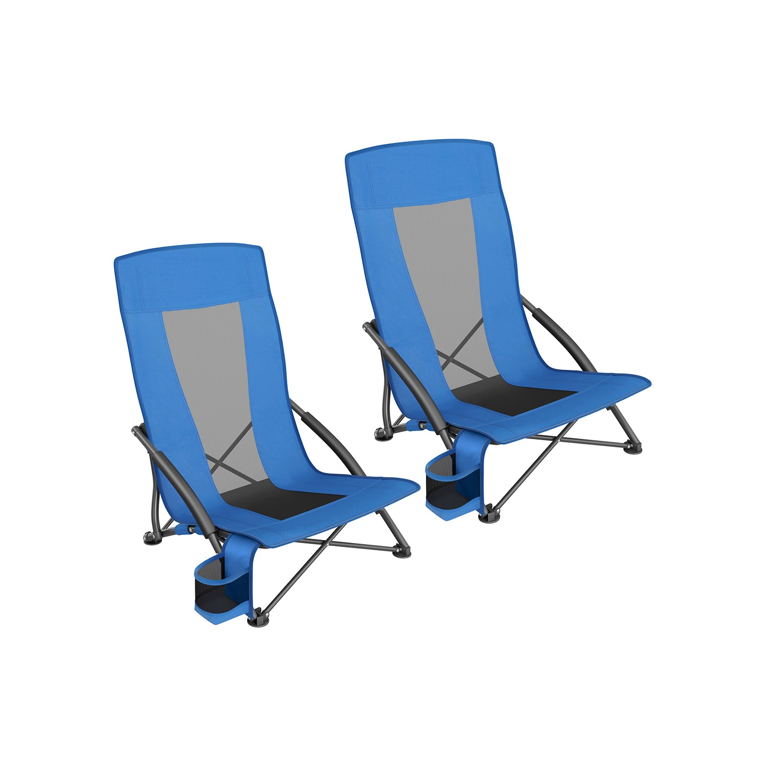 Set of 2 Portable Beach Chairs for Adults - Blue