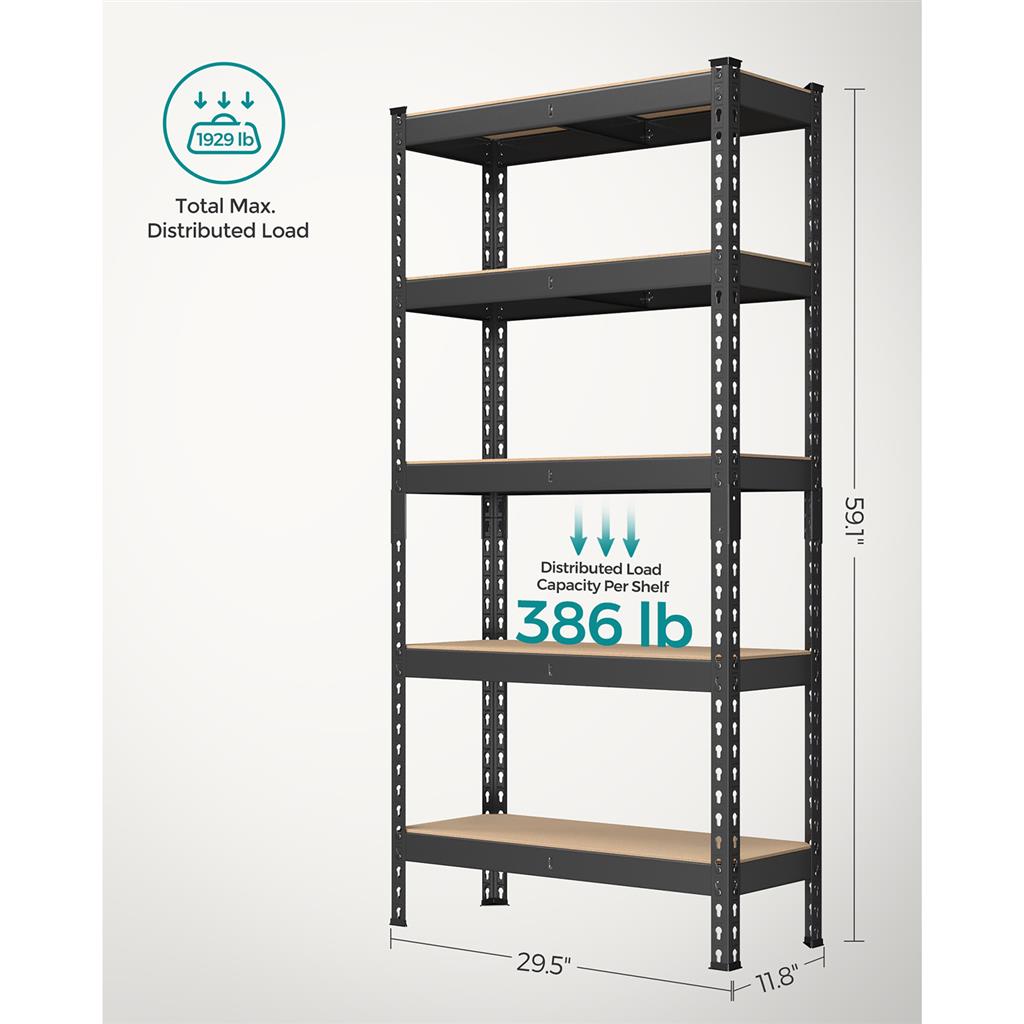 5-Tier Storage Shelves Set of 2 - Black
