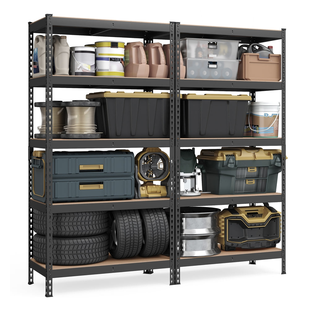 5-Tier Storage Shelves Set of 2 - Black 45 cm
