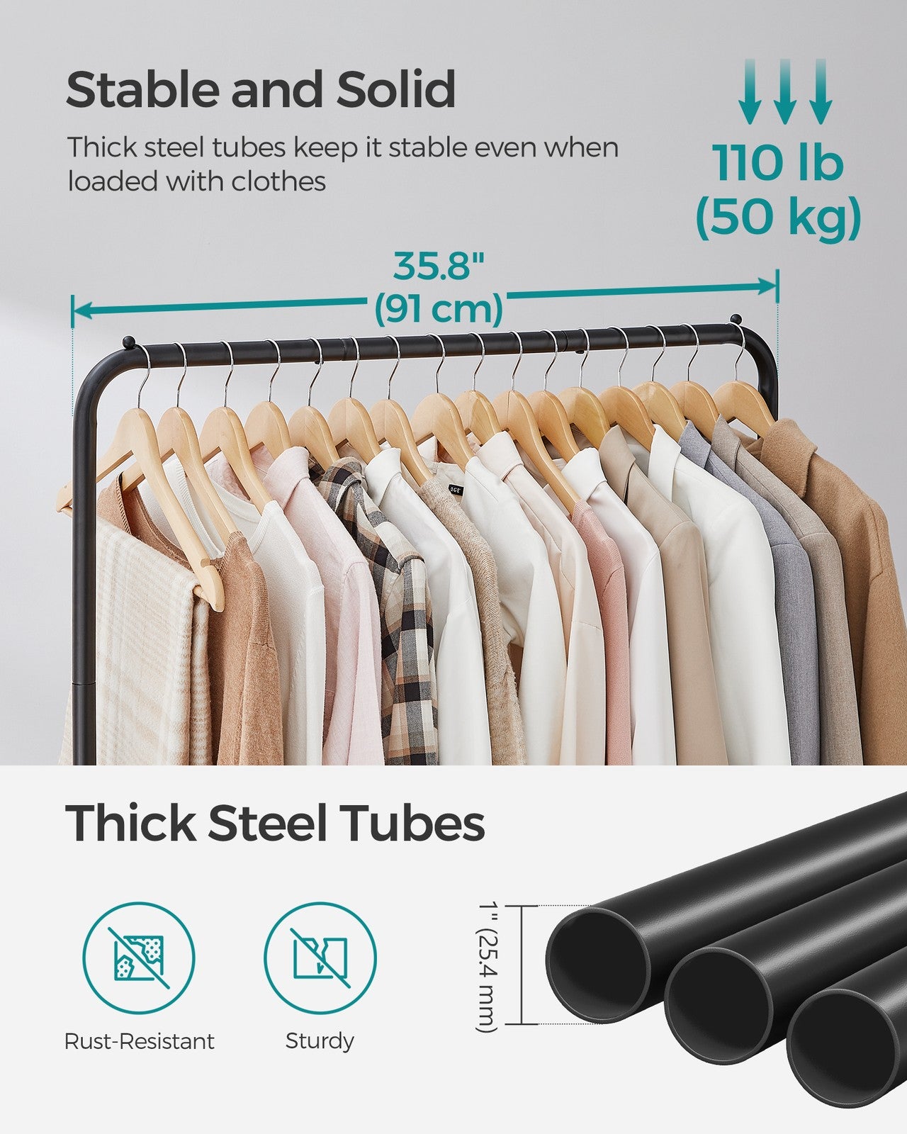 Double-Rod Garment Rack - Black
