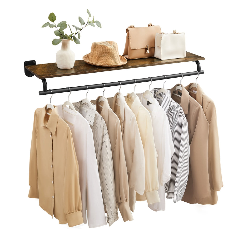 Clothes Rack with Top Shelf - Rustic Brown, Ink Black