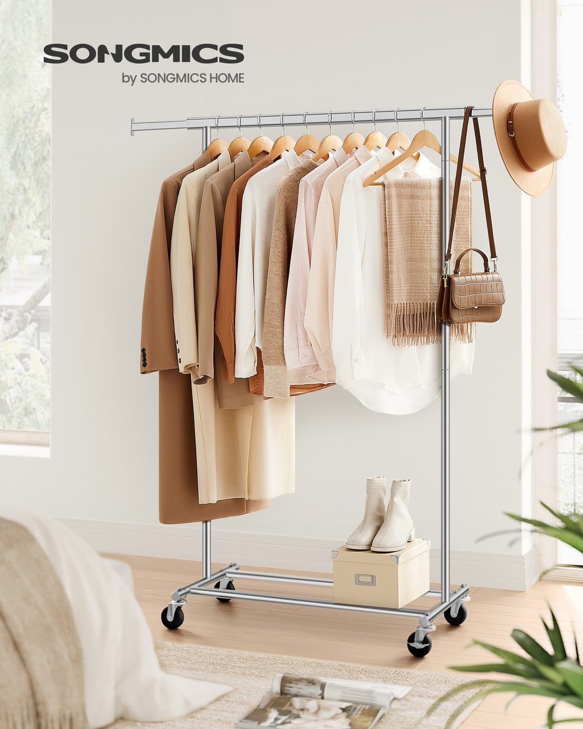 Clothes Rack - Extendable Hanging Rail - Holds 198 lb
