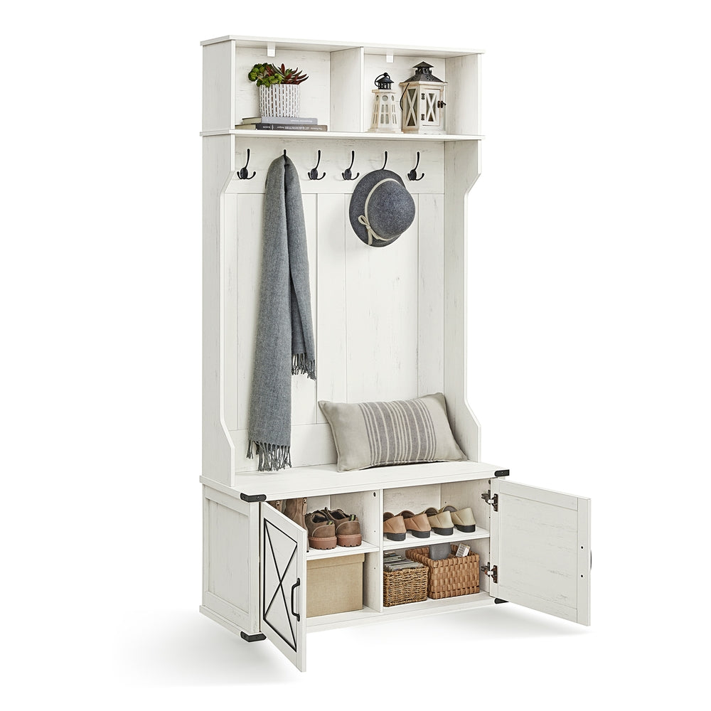 Hall Tree Storage Entryway Coat Rack with Bench