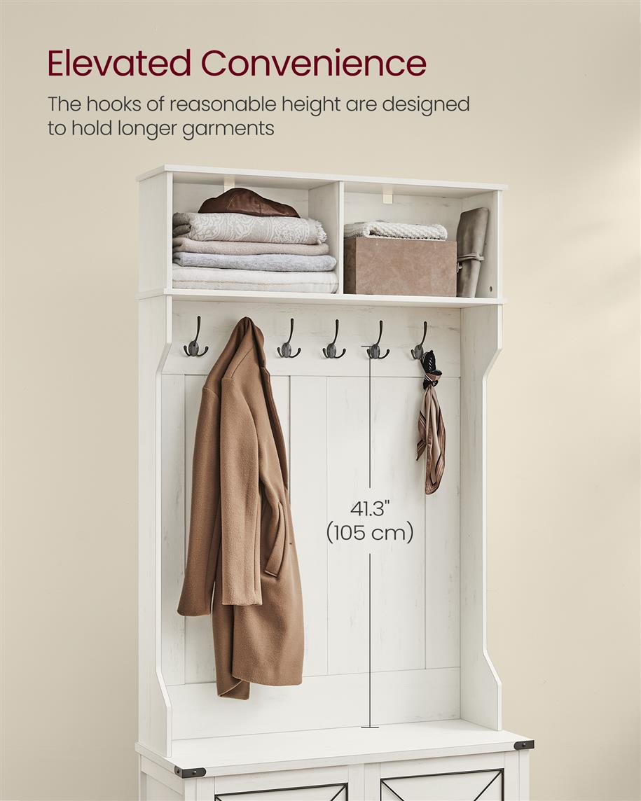 Hall Tree Storage Entryway Coat Rack with Bench