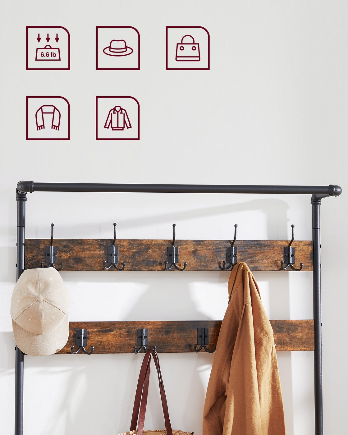 DAINTREE 3-in-1 Entryway Coat Rack and Storage Bench