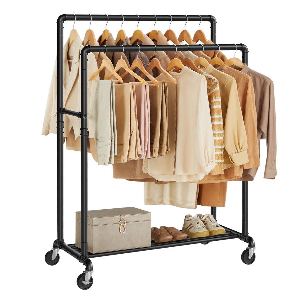 39.4 Inch Clothing Rack with Storage Shelf - Black