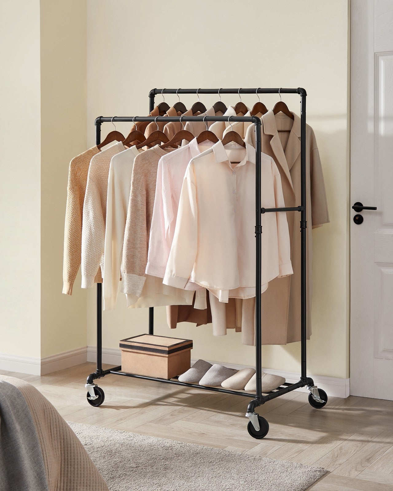 39.4 Inch Clothing Rack with Storage Shelf - Black