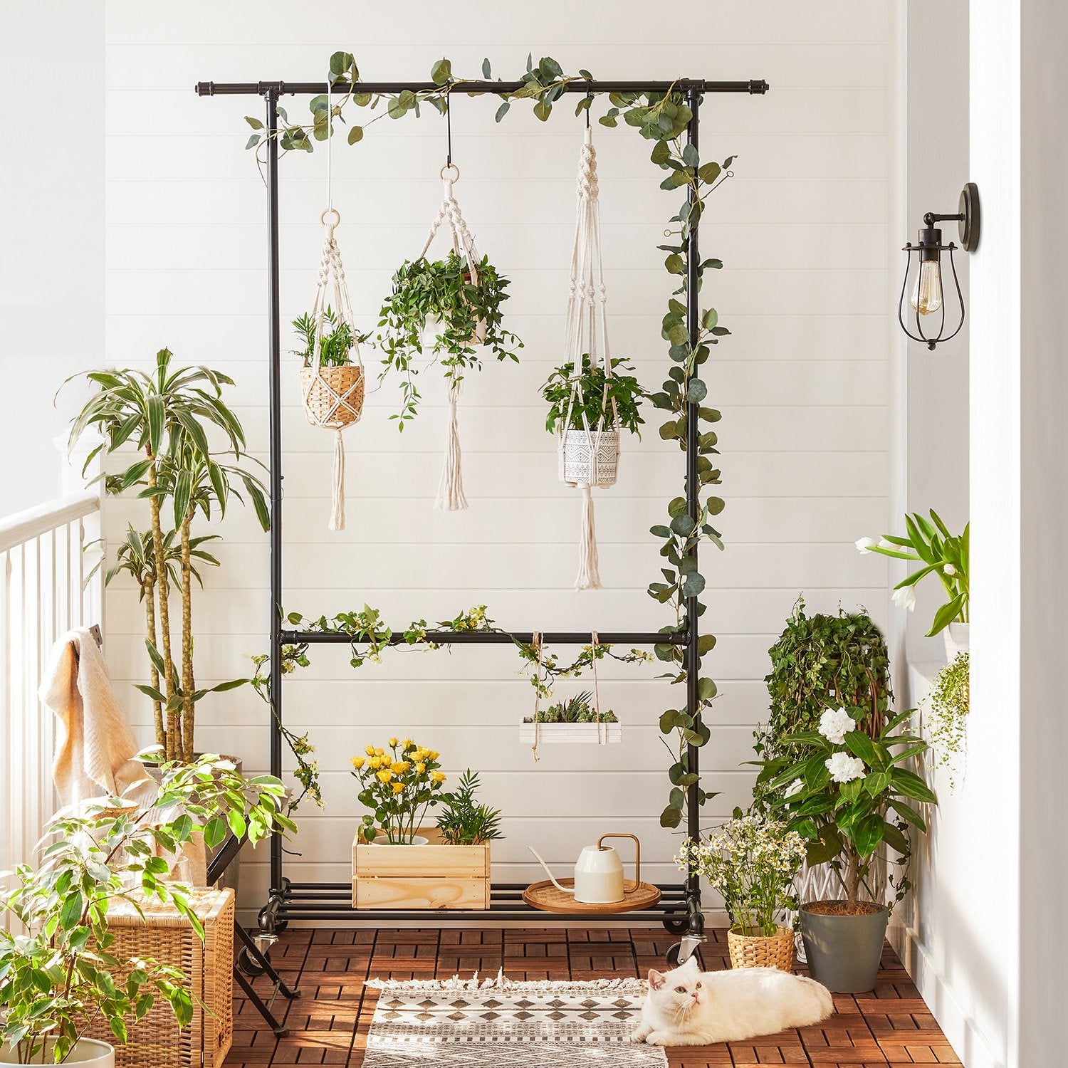 Industrial Double Rod Metal Clothing Rack on Wheels - Black