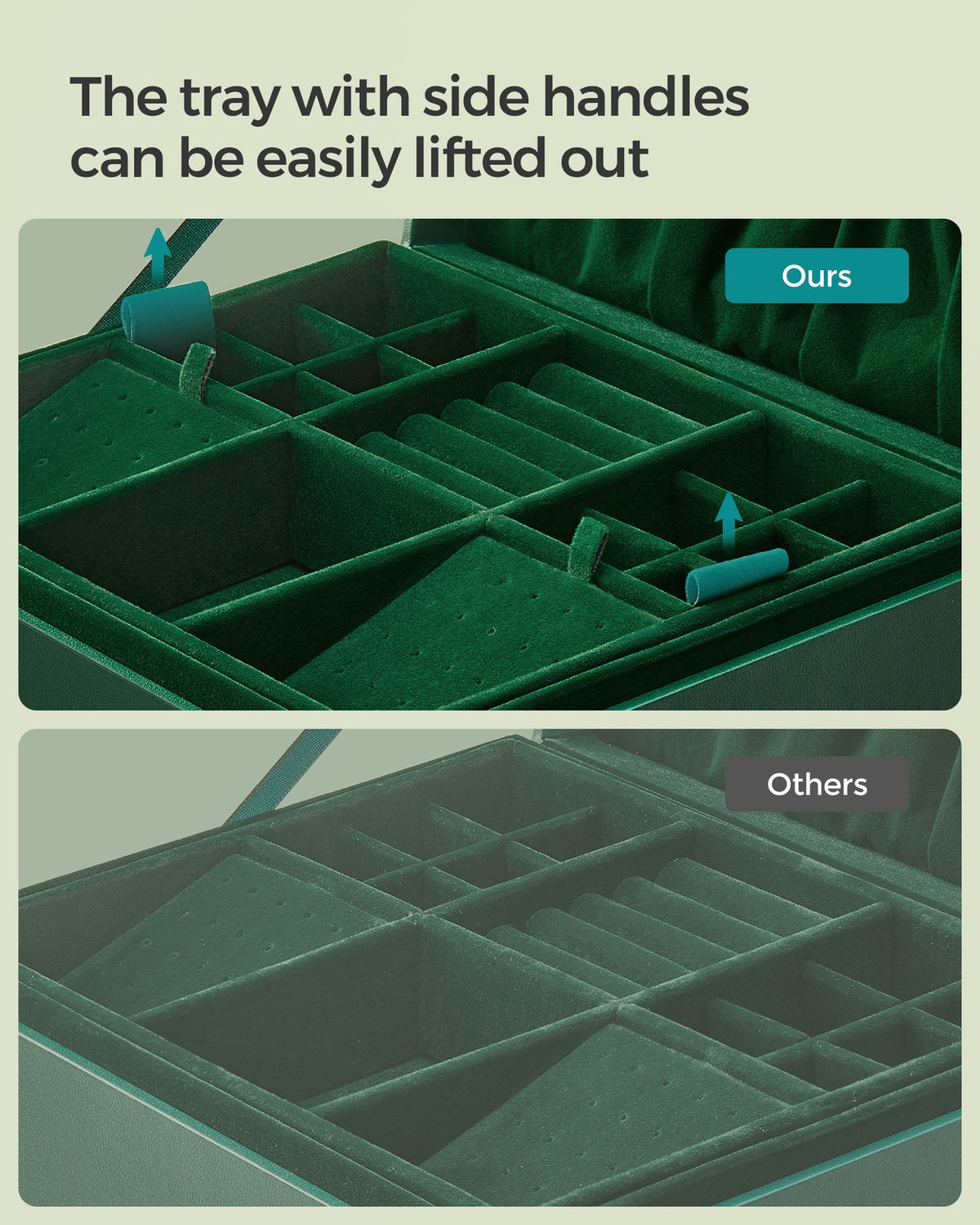 Jewelry Box - 2-Layer - Handle - Removable Tray