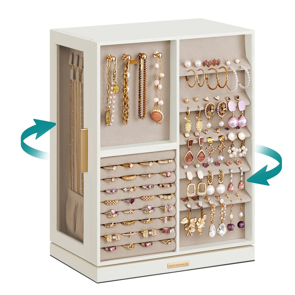 Jewelry Box 360° Rotating with 7 Drawers Ink Black - Cloud White