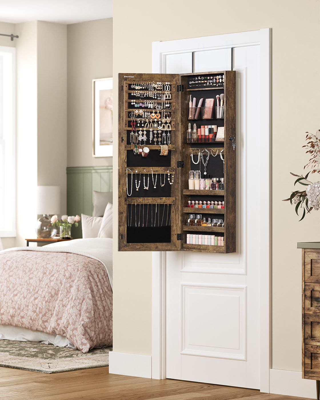 Wall-Mounted Jewelry Armoire - With Mirror