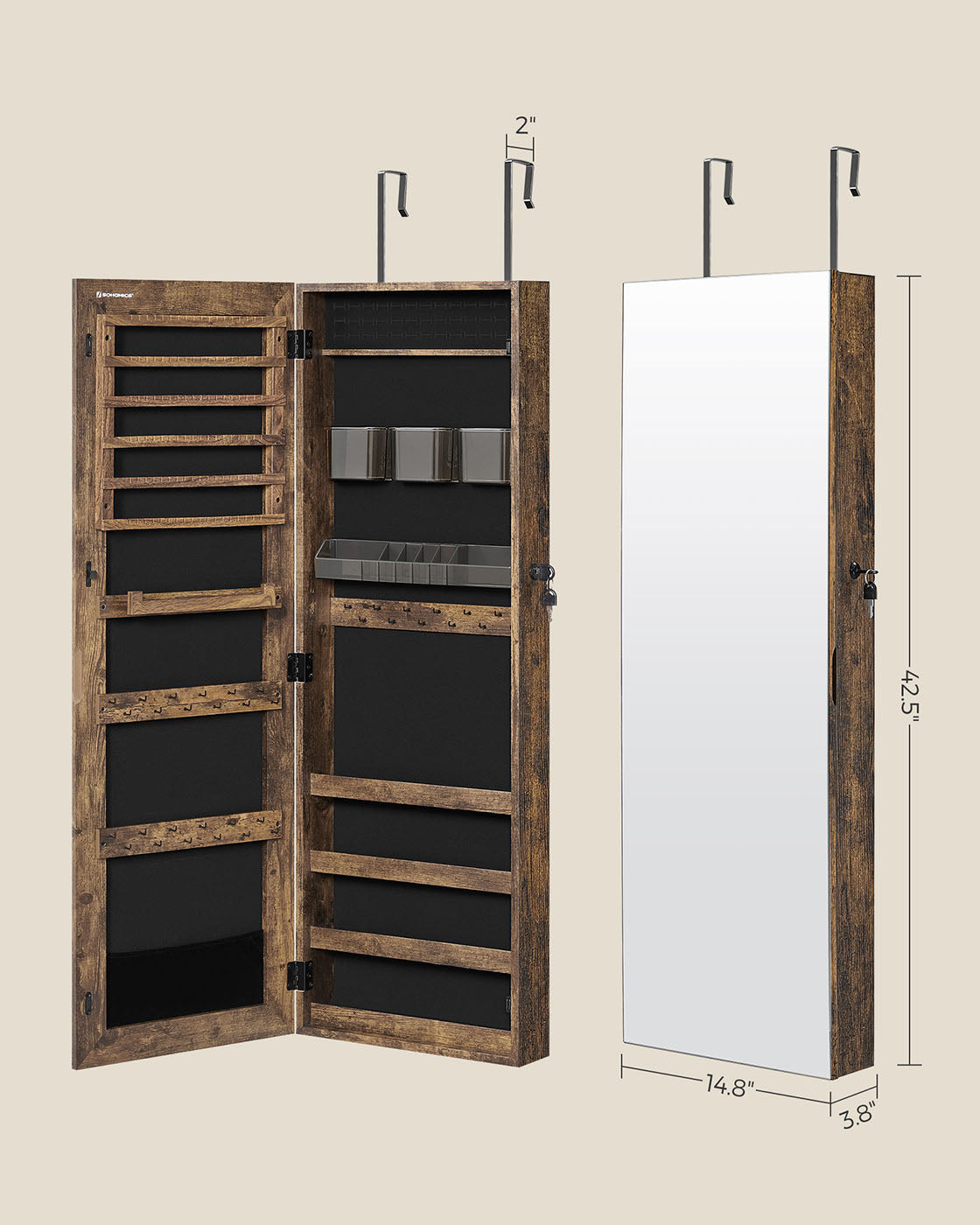 Wall-Mounted Jewelry Armoire - With Mirror