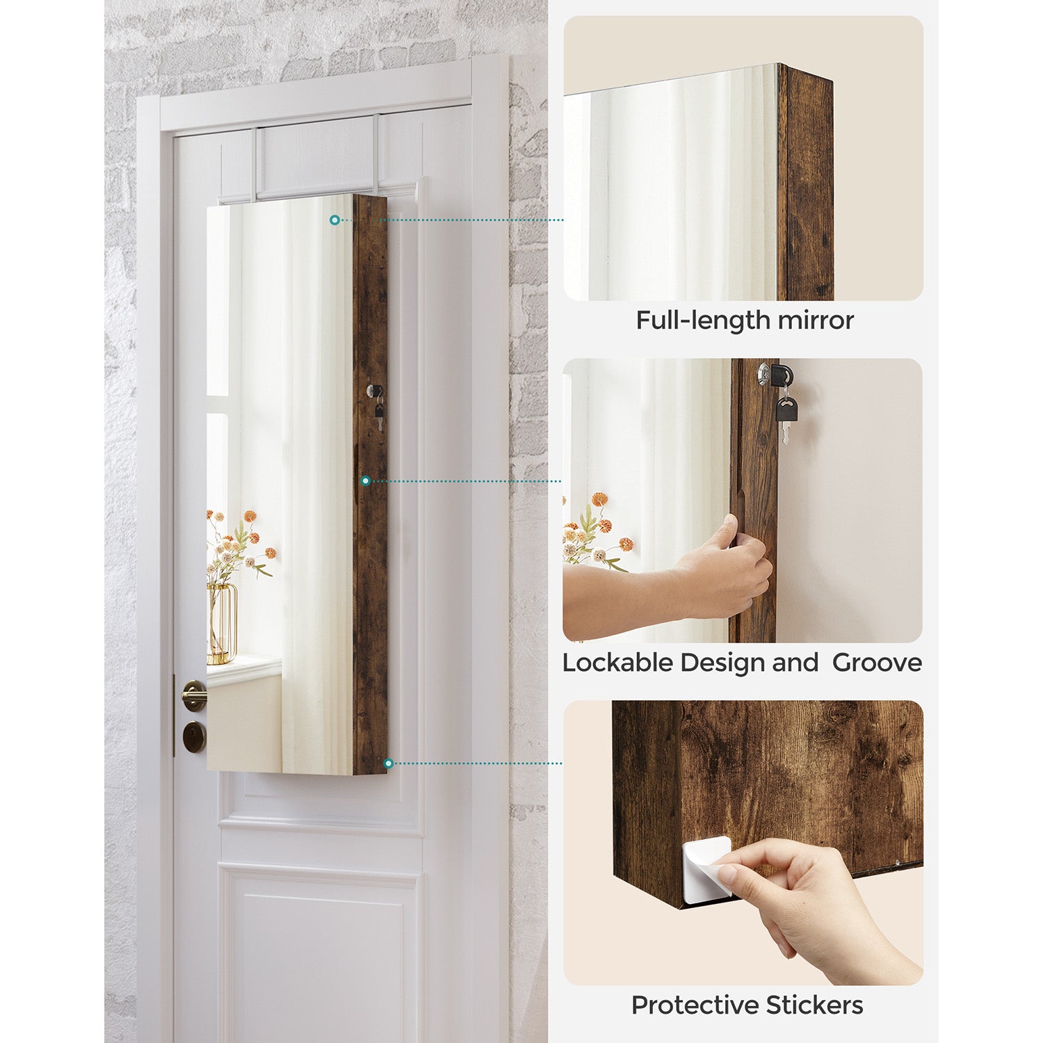 Lockable Jewelry Cabinet Armoire - White