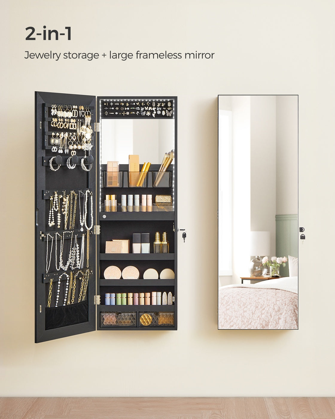 Jewelry Cabinet with LED Lights - White