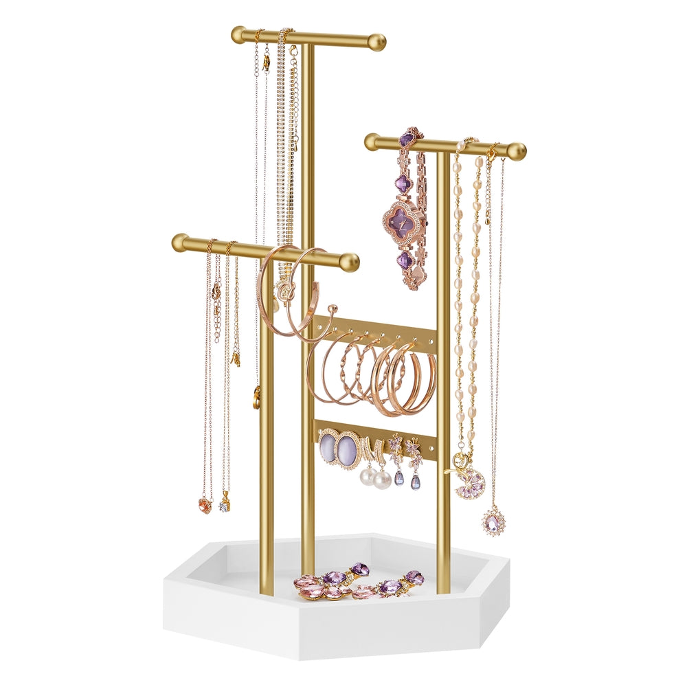 Jewelry Holder with Metal Frame - Gold, White