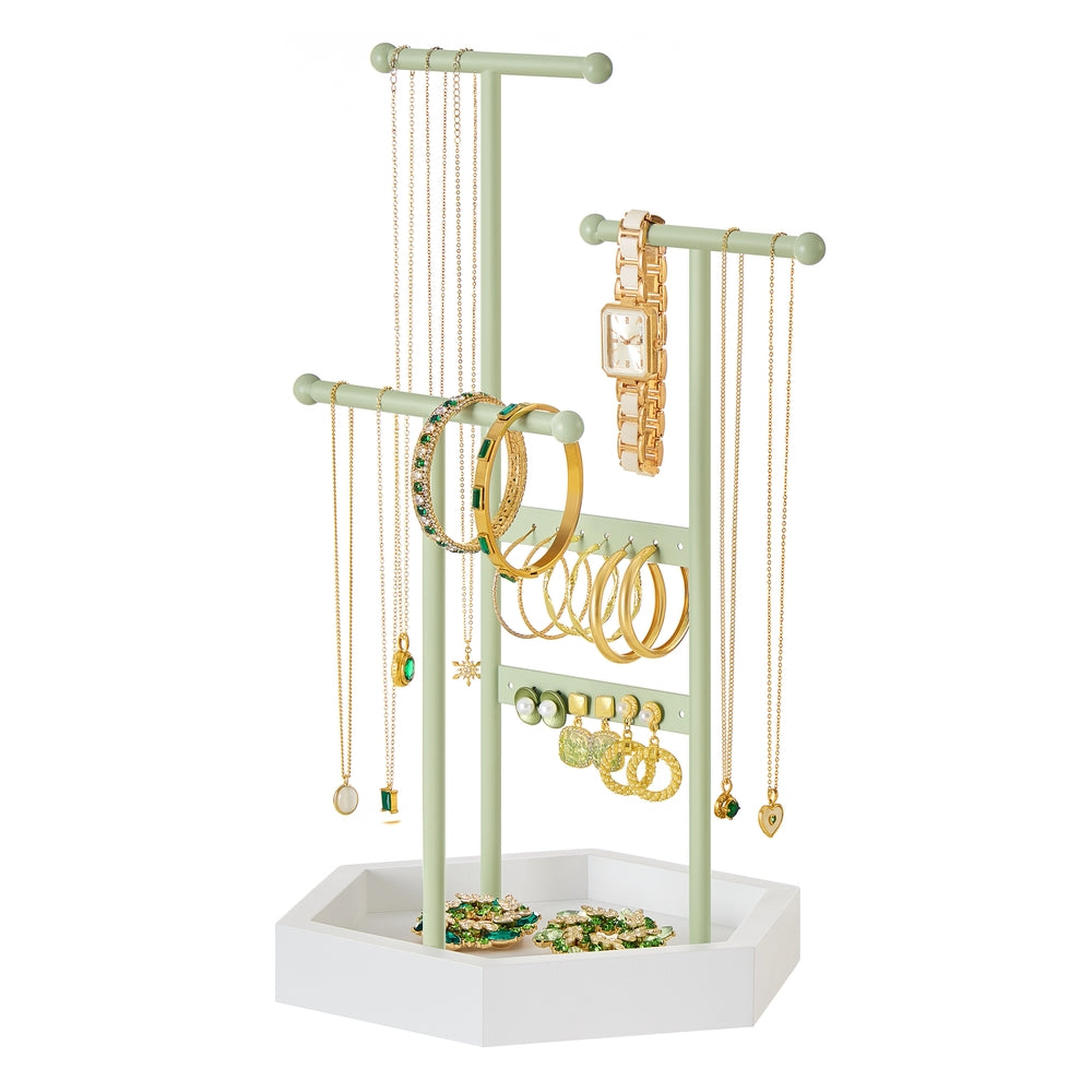 Jewelry Holder with Metal Frame - Laurel Green, Cloud White