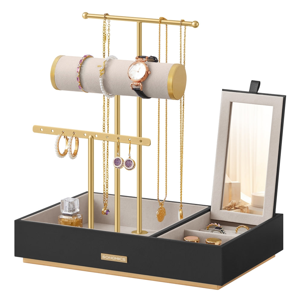 Jewelry Holder with Necklace Earring Bracelet Holder - Black, Gold