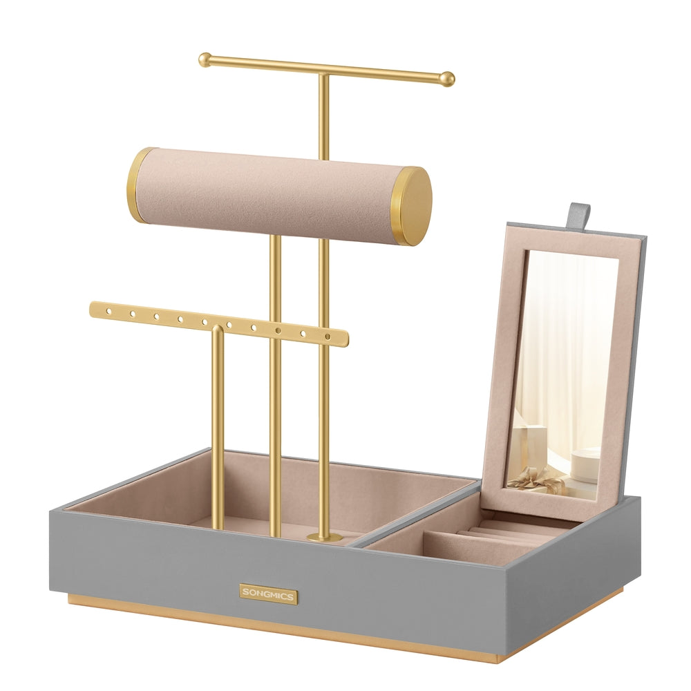 Jewelry Holder with Necklace Earring Bracelet Holder - Dove Gray, Gold