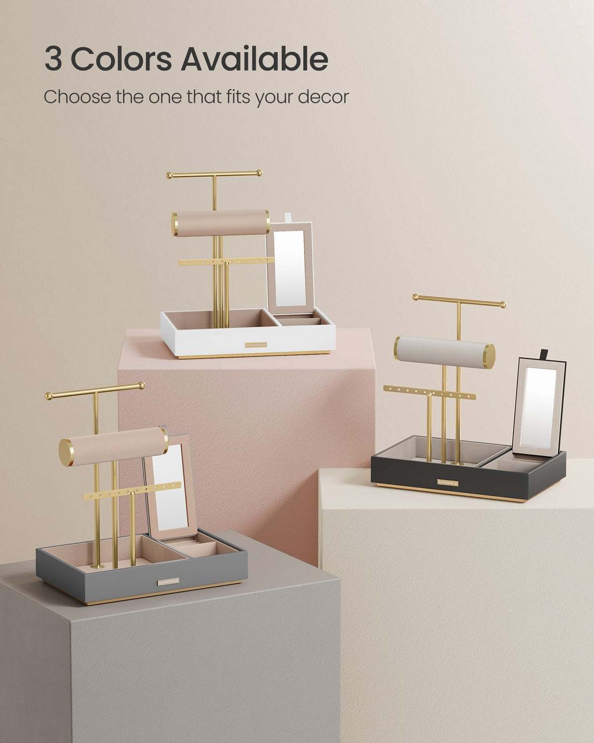Jewelry Holder - Necklace Earring Bracelet Storage - With Mirror