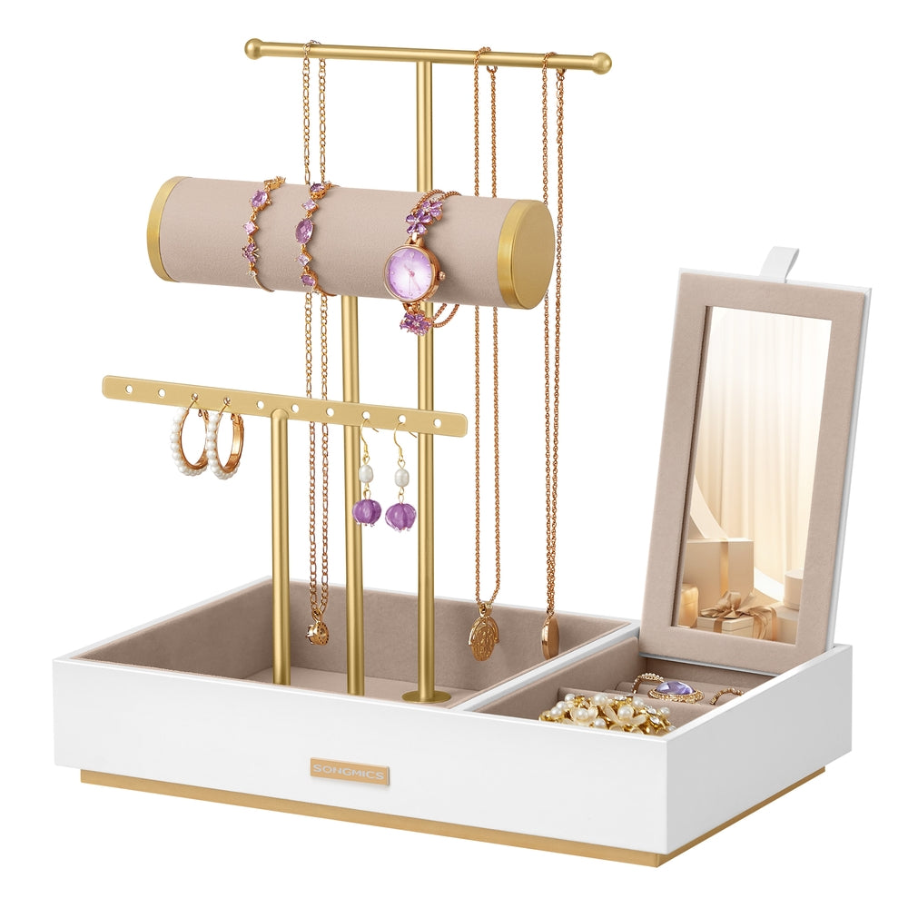 Jewelry Holder with Necklace Earring Bracelet Holder - White, Gold
