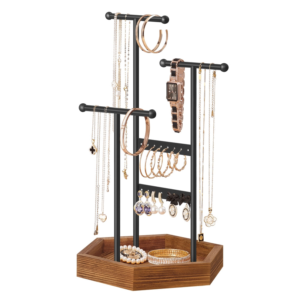 Jewelry Holder with Metal Frame - Black, Caramel Brown