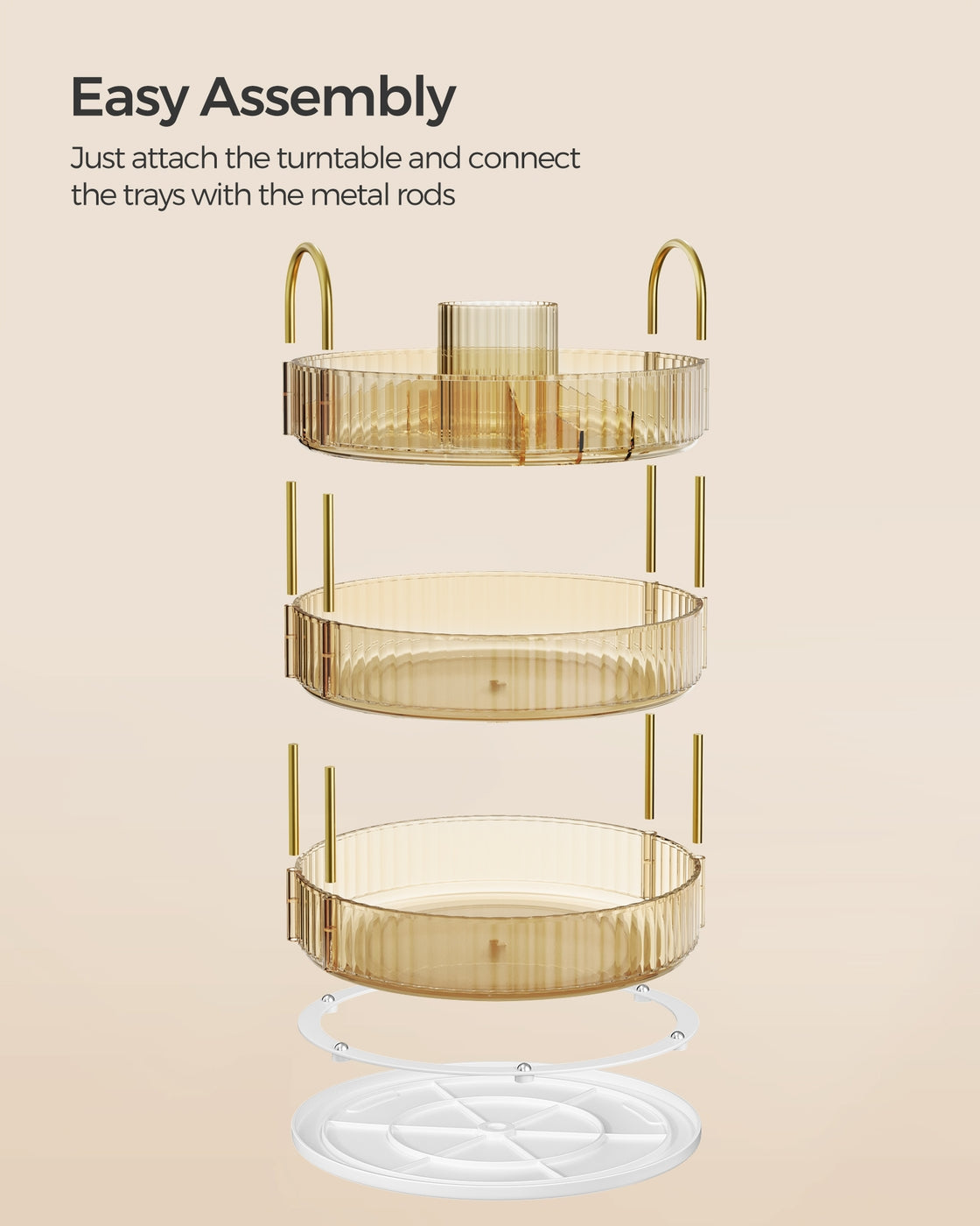 3-Tier Round Rotating Skincare Organizer Countertop Champagne Gold - Champagne Gold