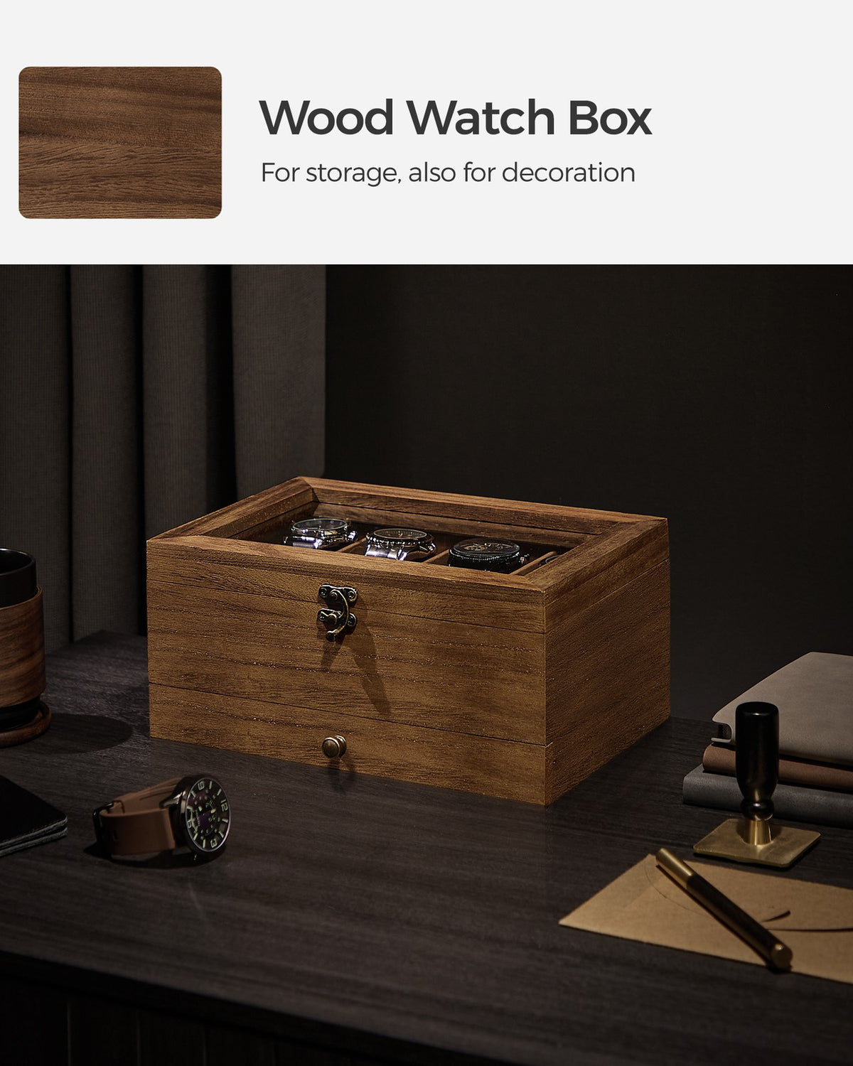 Watch Box - 8-Slot - Large Glass Lid