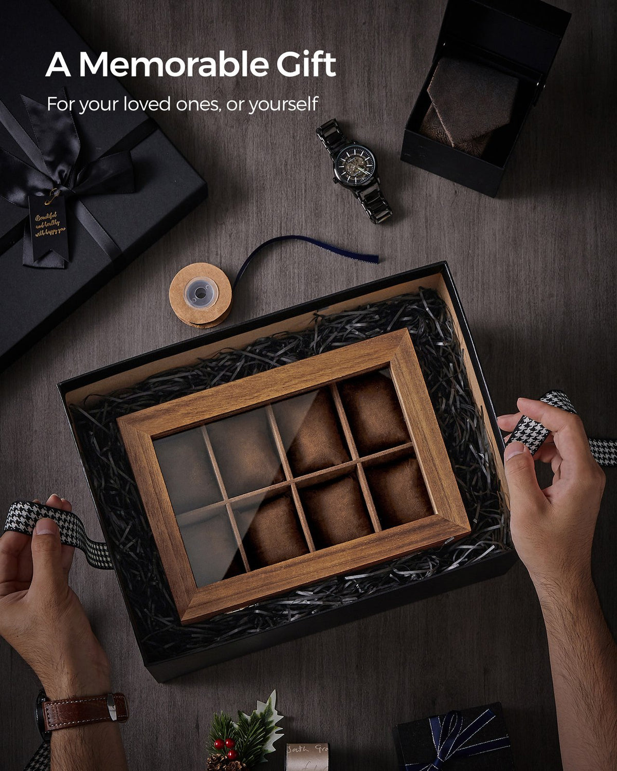 Watch Box - 8-Slot - Large Glass Lid