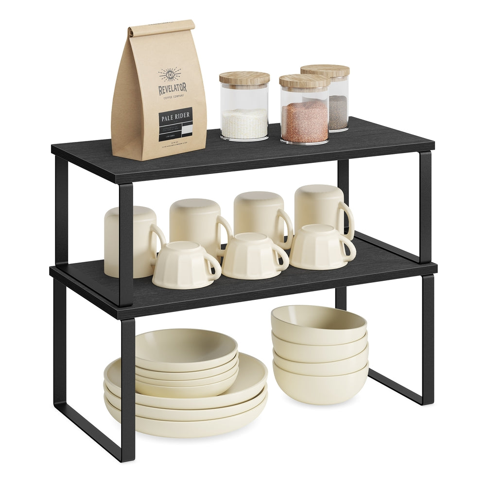 Set of 4 Kitchen Counter Shelves - Ebony Black